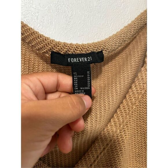 Forever 21 Knit Button Down Tie-Front Tank | Size M | Brown Cropped Cami Top - Picture 3 of 3